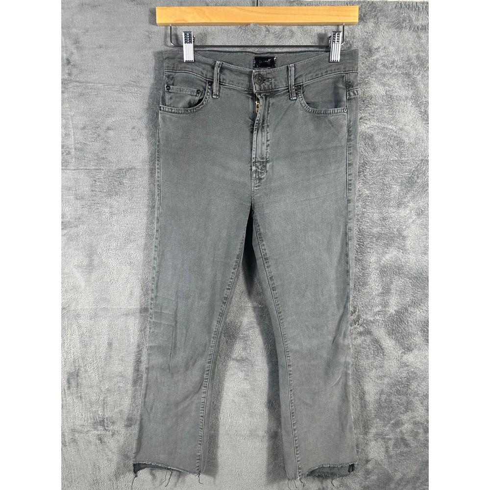 Mother The Insider Crop Step Fray Jeans Faded Black Gray Size 26 1157-413